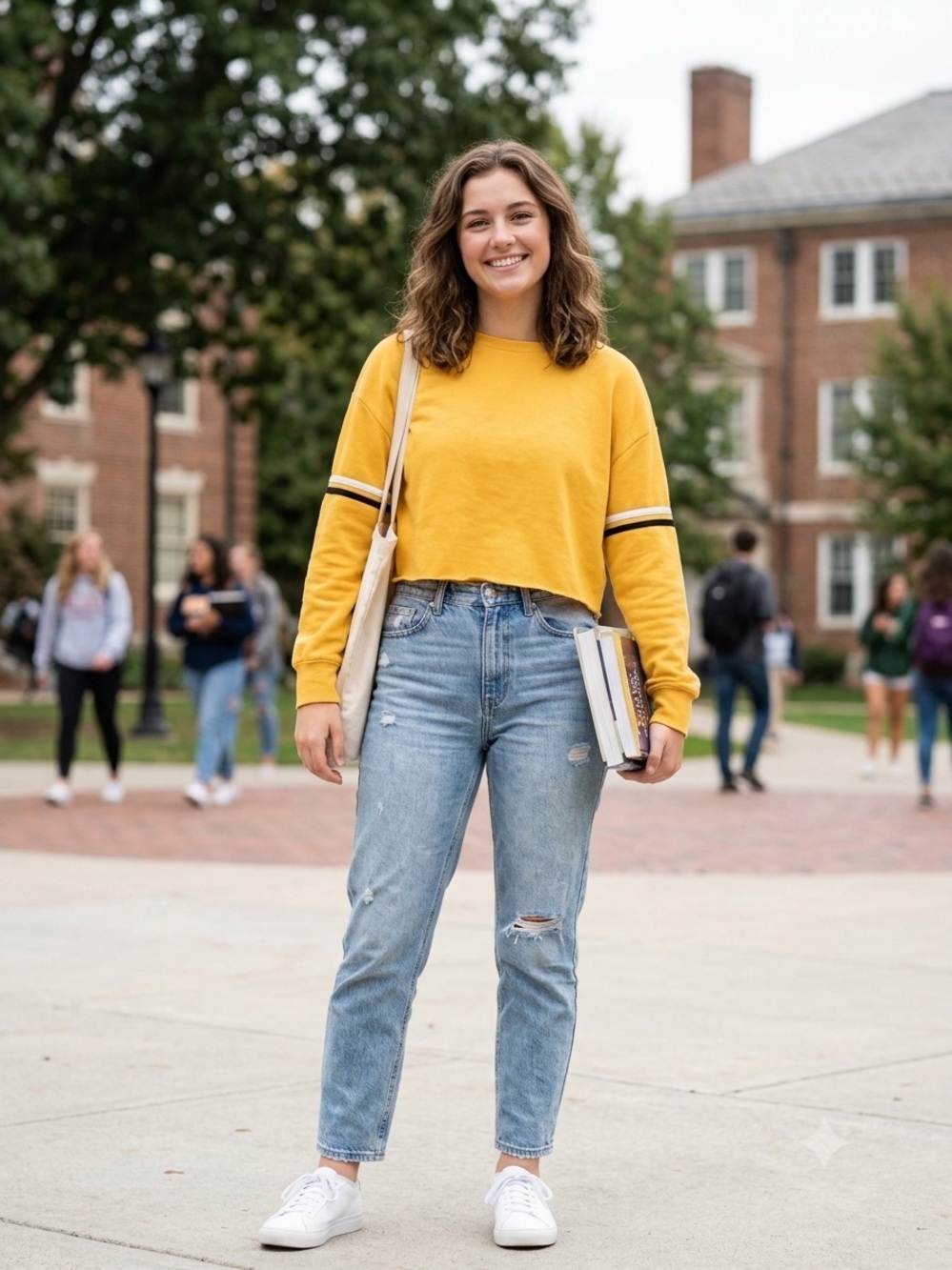 Charlotte Russe Bright Yellow Cropped Crewneck Sweatshirt Stripe Sleeves medium